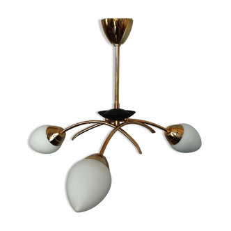 Suspension in brass and opaline of the 60s Arlus Lunel