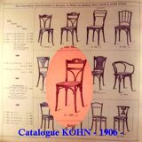 2 bistro chairs from 1905 by KOHN No. 187, wooden seats with 5 fleur-de-lis motifs