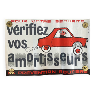 Ancienne affiche publicitaire besserve automobile no bidon huile prevention