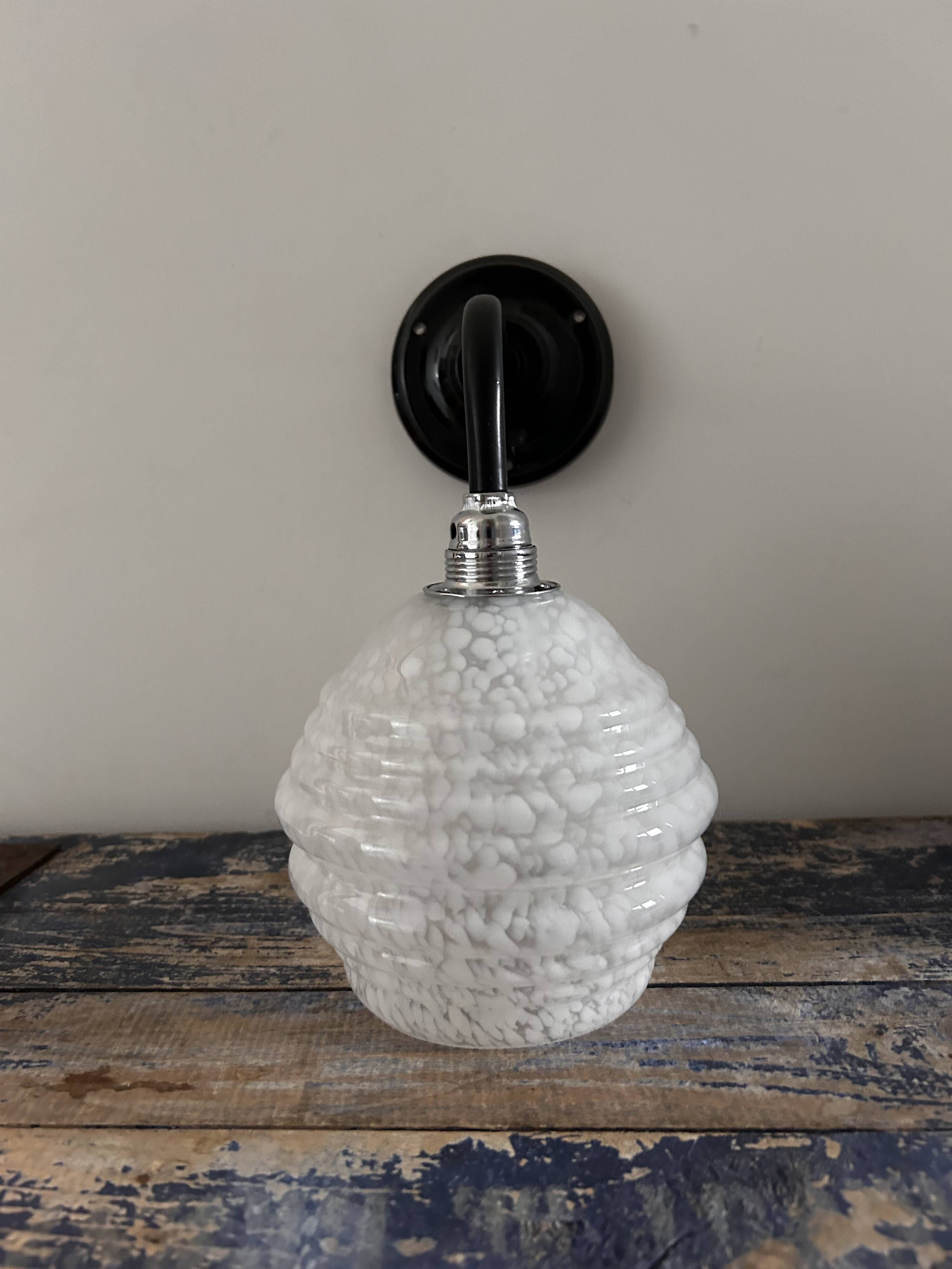 Vichy Art Deco glass wall light