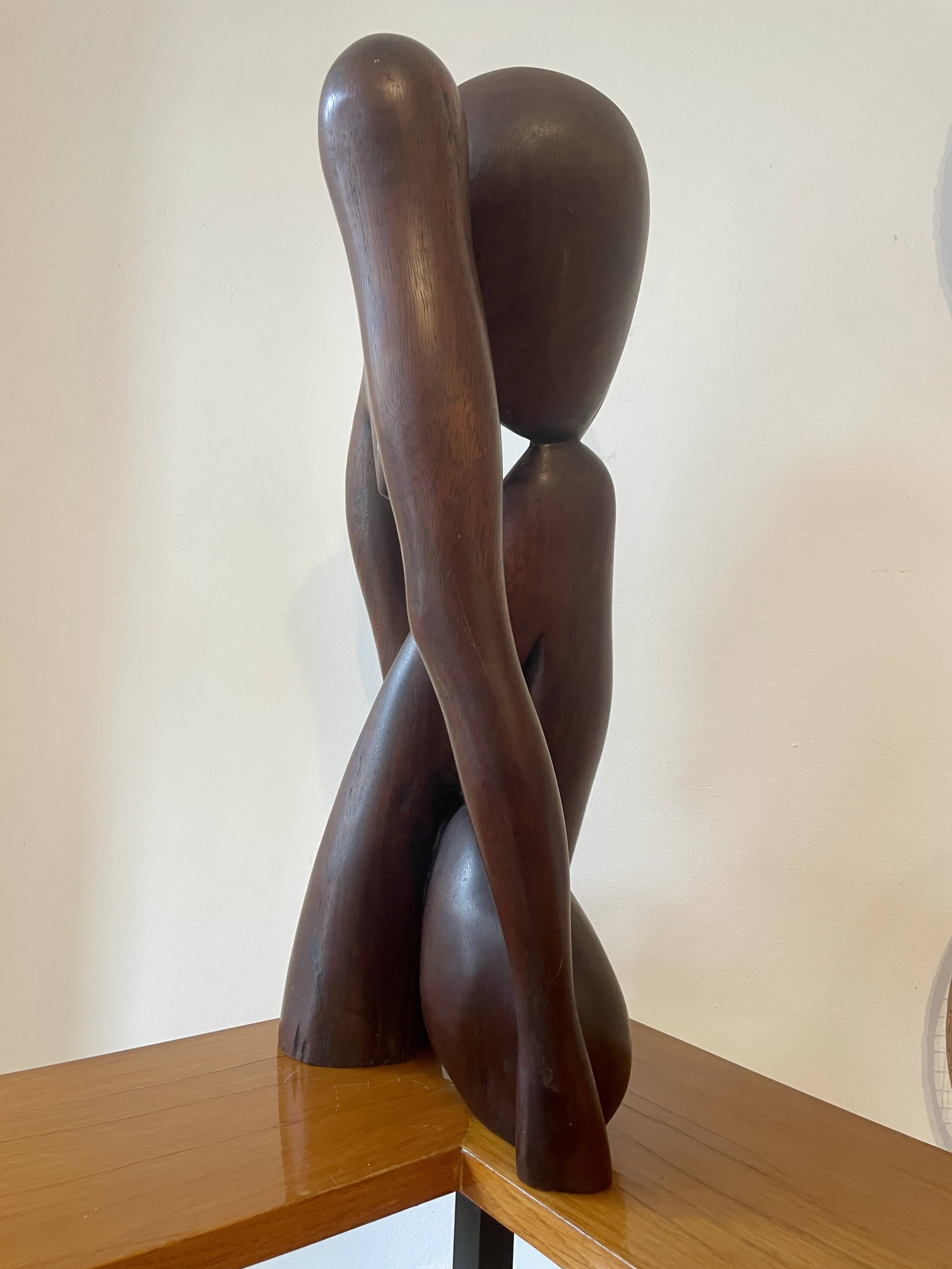 Sculpture en bois "Le penseur"