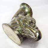 Ancient Vase Rhyton Eagle Head in Silver Brass-1900s