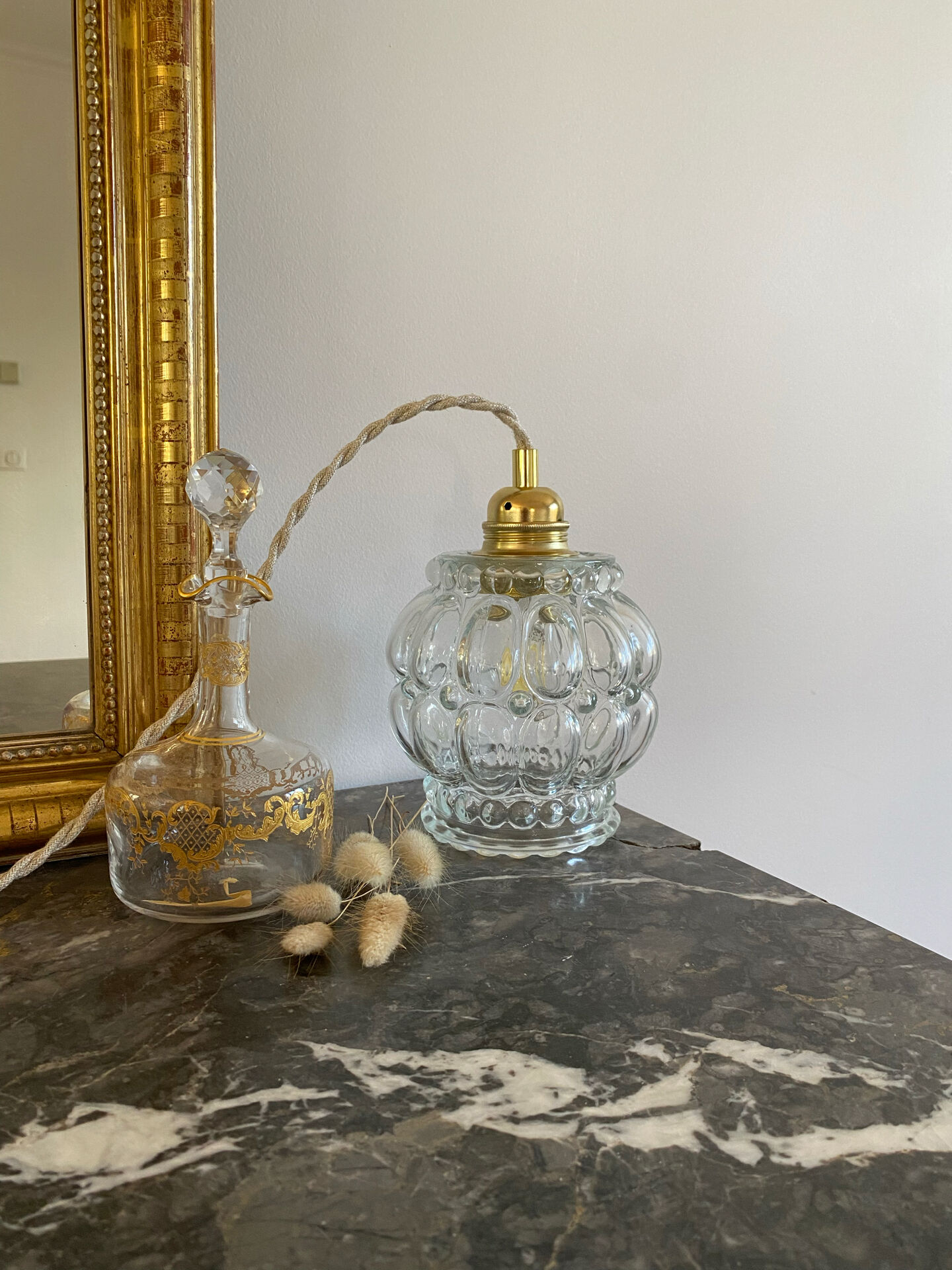 Vintage glass globe lamp