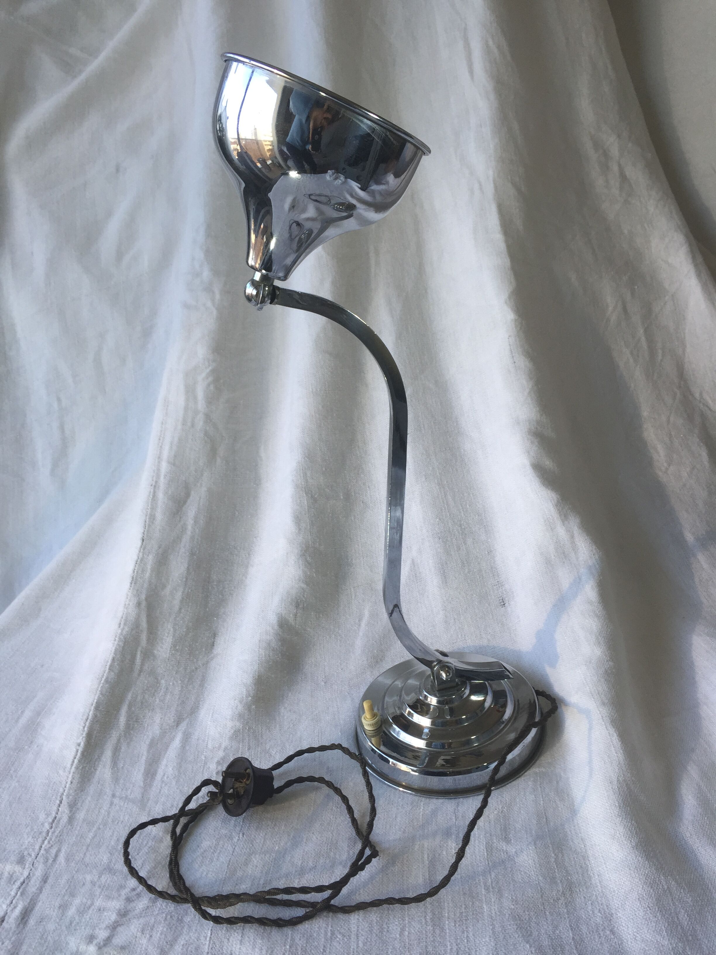 Authentic 1930 chrome brass swivel art deco desk lamp