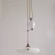 Vintage French Rise & Fall Counterbalance Ceiling Light Opaline Glass Shade