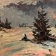 Panel oil by Hans Hermann (1858-1942), "Snowy Landscape", 19th Century