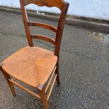 Solid wood dining chair with straw seat 85cm