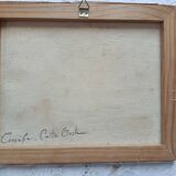 Hst 20th century signed solana: fishermen's houses, palm tree, tenerife, canary islands, spain