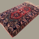 Vintage Turkish Tribal Rug veg dye 220x132 cm Turkish Carpet Red, Blue, Green