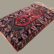 Vintage Turkish Tribal Rug veg dye 220x132 cm Turkish Carpet Red, Blue, Green