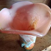 Atelier Michèle Luzoro - Pink corolla vase with inclusion of glitter and gold
