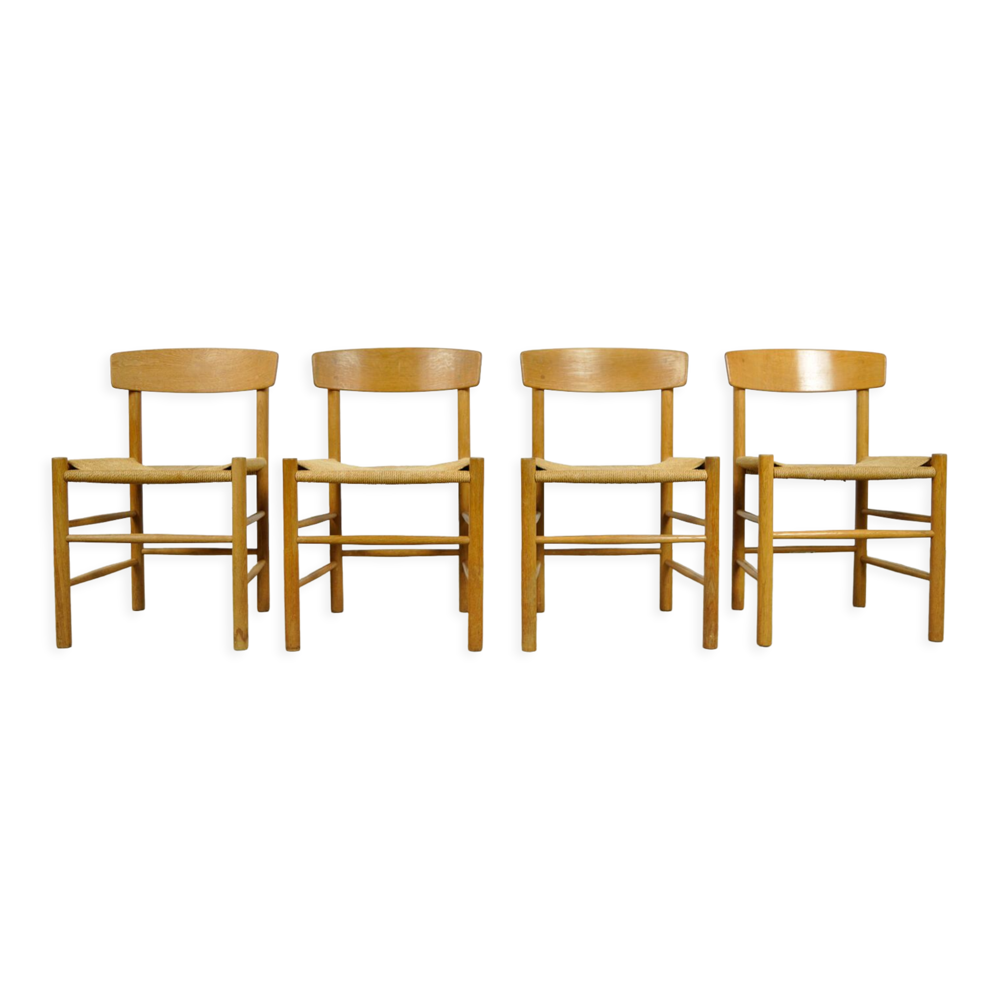 Set of four original oak dining chairs, model J39, by Børge Mogensen for F.D.B. Mobler, Denmark 1960