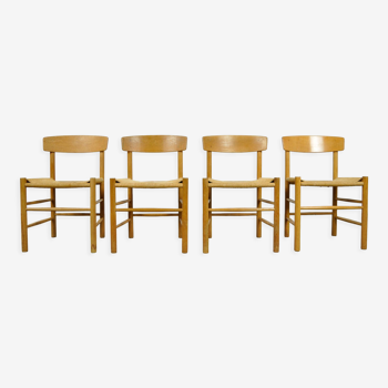 Set of four original oak dining chairs, model J39, by Børge Mogensen for F.D.B. Mobler, Denmark 1960