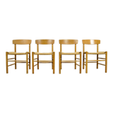 Set of four original oak dining chairs, model J39, by Børge Mogensen for F.D.B. Mobler, Denmark 1960