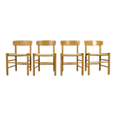 Set of four original oak dining chairs, model J39, by Børge Mogensen for F.D.B. Mobler, Denmark 1960