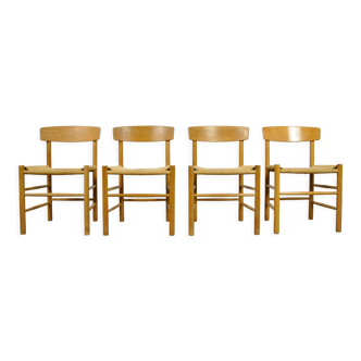 Set of four original oak dining chairs, model J39, by Børge Mogensen for F.D.B. Mobler, Denmark 1960