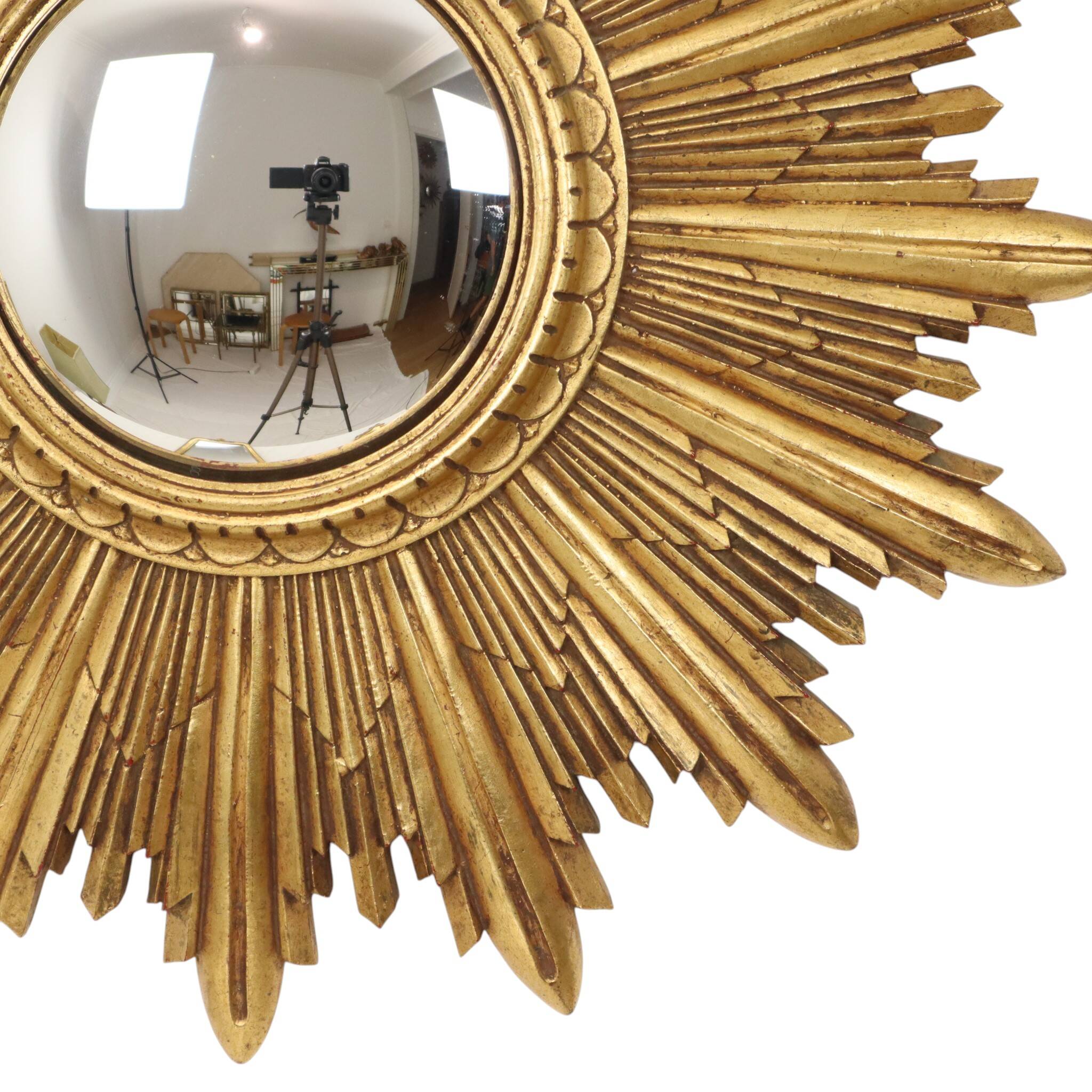 Gold Leaf Sunburst Mirror (Resin, 56cm)