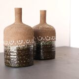 Scandinavian mid-century modern brutalist pottery vases by Hellström for Nittsjö, Sweden, set of 2