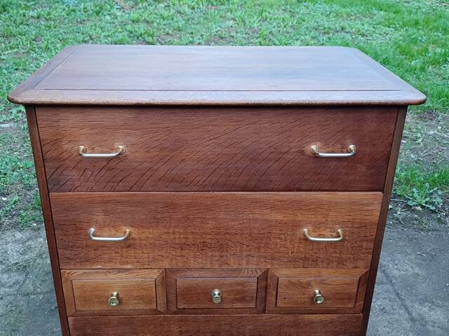 High chest of drawers, Stag brand, 1980s, vintage, United Kingdom