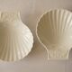 Set of 2 white porcelain scallop shell bowls, Apilco France