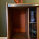 Vintage 1960s bar cabinet, Scandinavian style, on wheels.