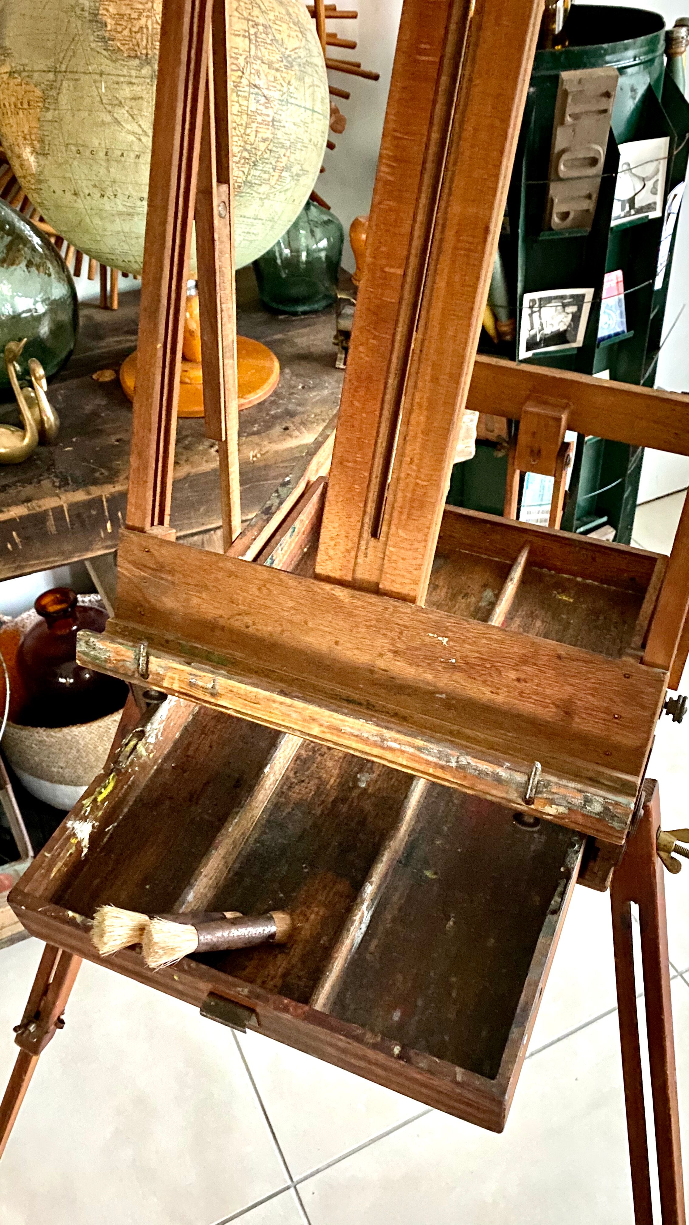 Old collapsible wooden painter's easel
