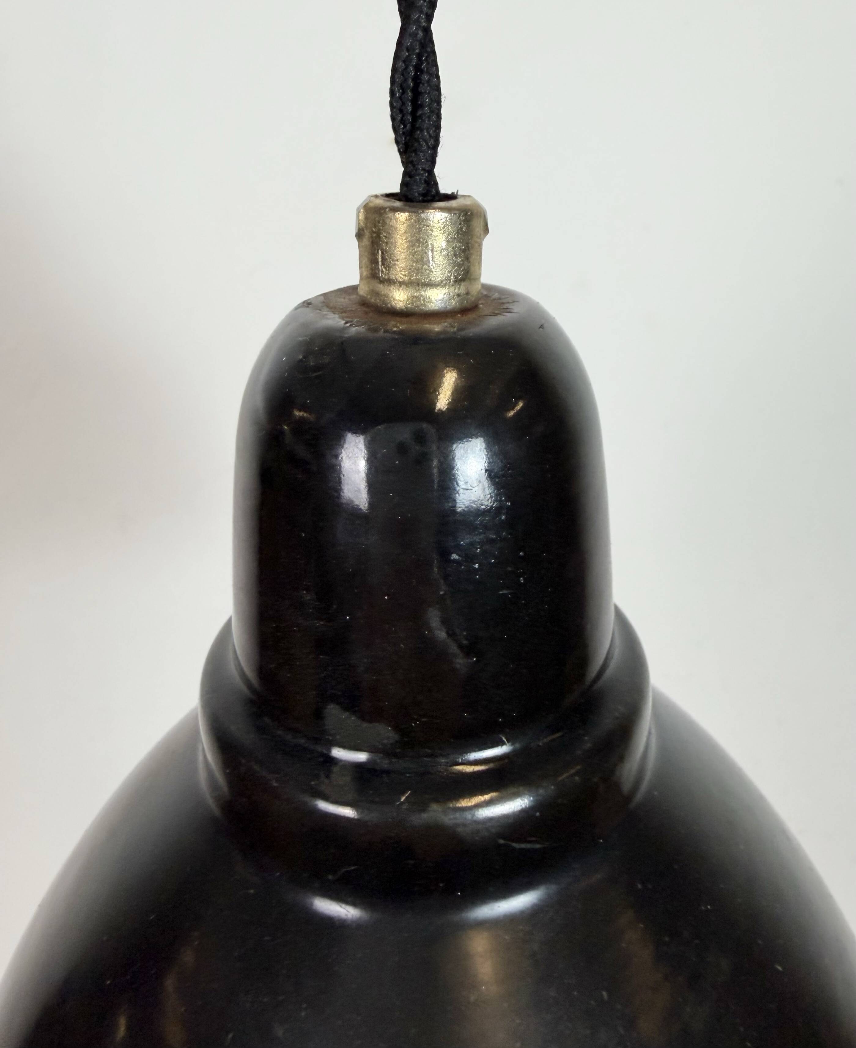 Small Industrial Black Enamel Ceiling Lamp, 1950s