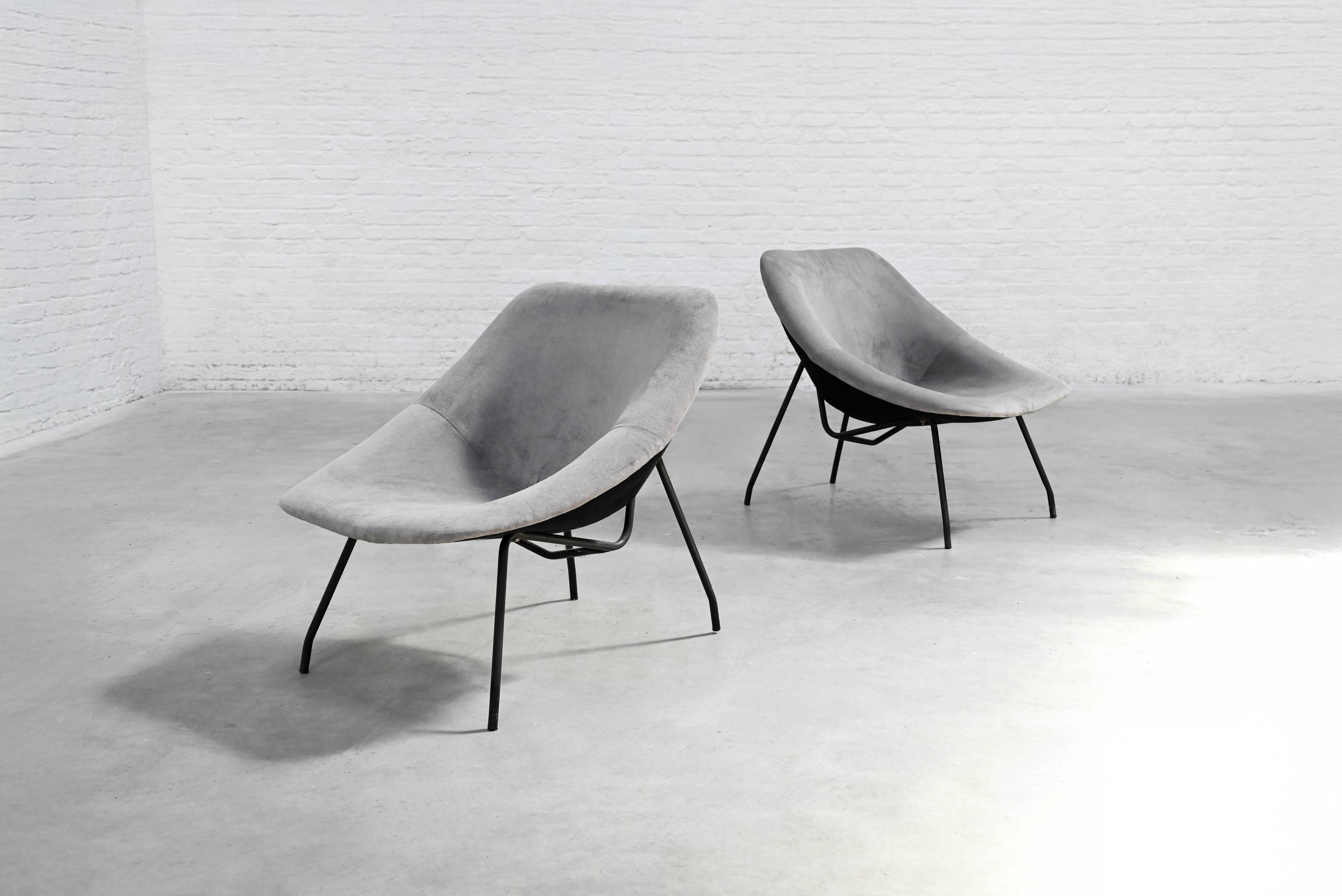 Pair of 1950's modernist lounge chairs by GAR, France