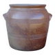 Grand pot à confit ancien en faïence française à glaçure brune salée