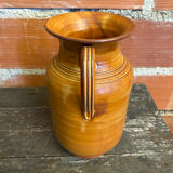 Vintage Beige Ceramic Handled Vase from the 1970s