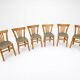 6 bistro chairs in solid oak, 1920s