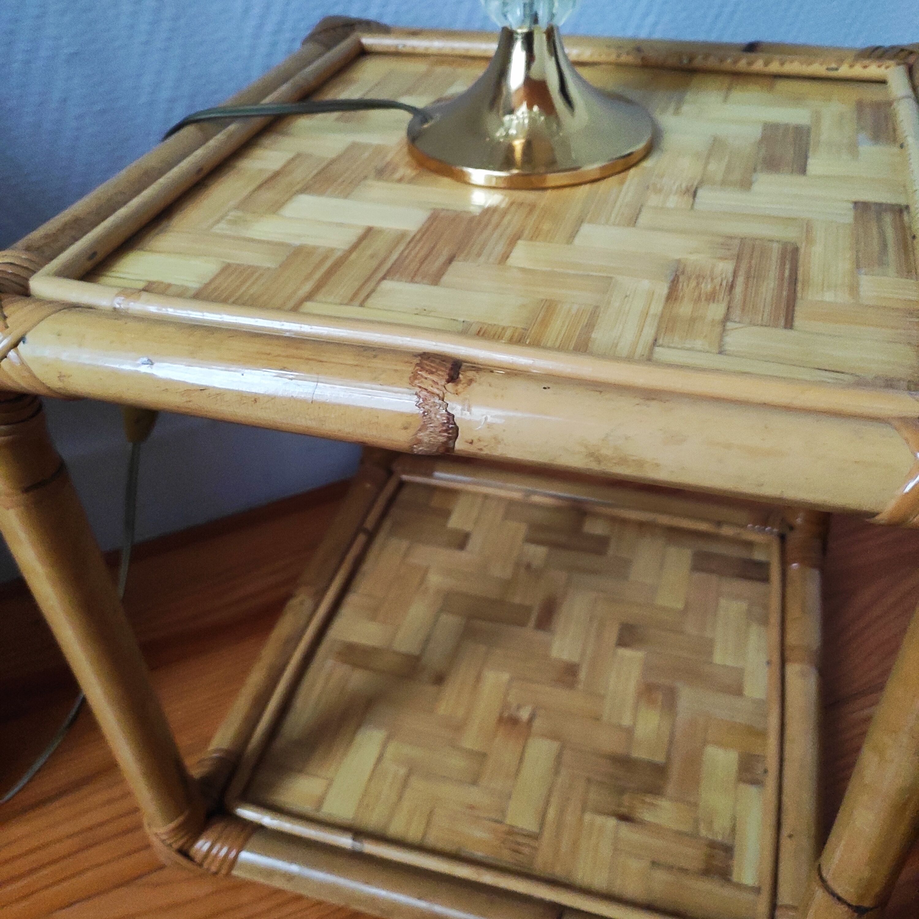 Pair of rattan bedside tables