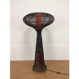 Lampadaire champignon rotin vintage