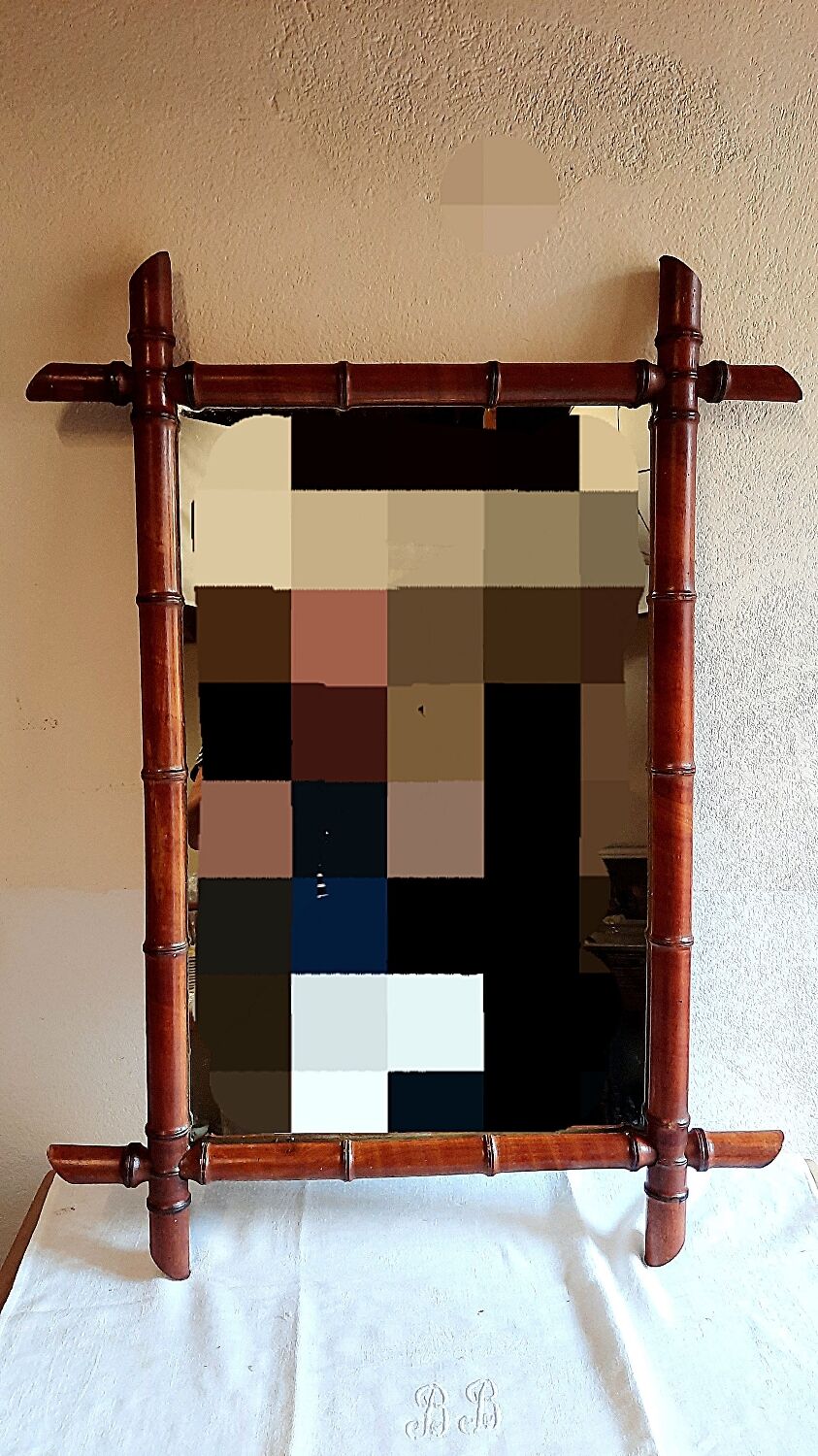 Mirror period 1950 wood beautiful imitation bamboo