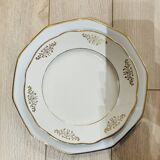 9 plates in white and gold porcelain