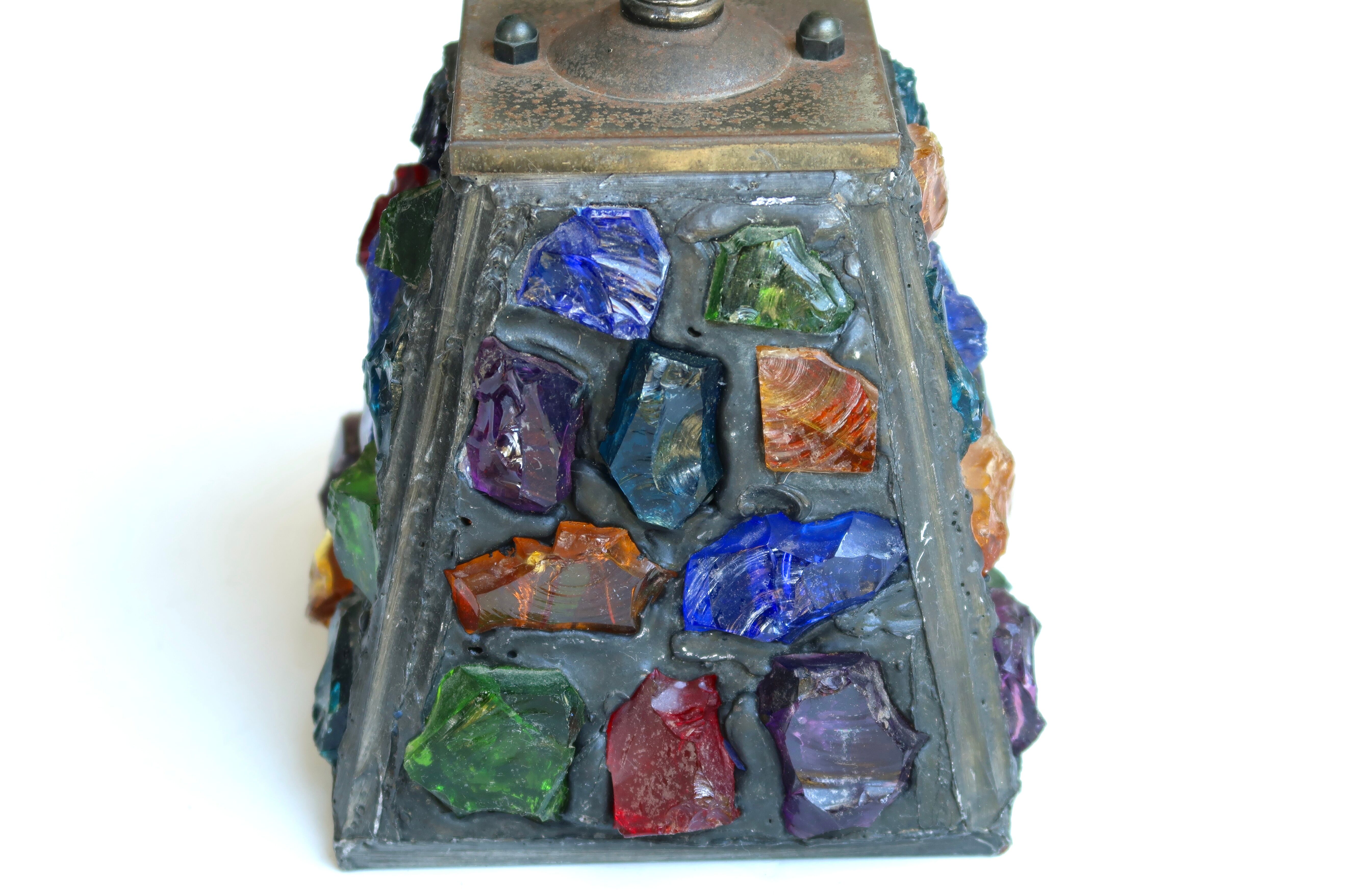 Glass and lead pendant lamp by Peter Marsh, 50s