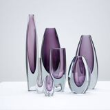 Group of 7 glass "Sommerso" vases by Strömbergshyttan, Sweden