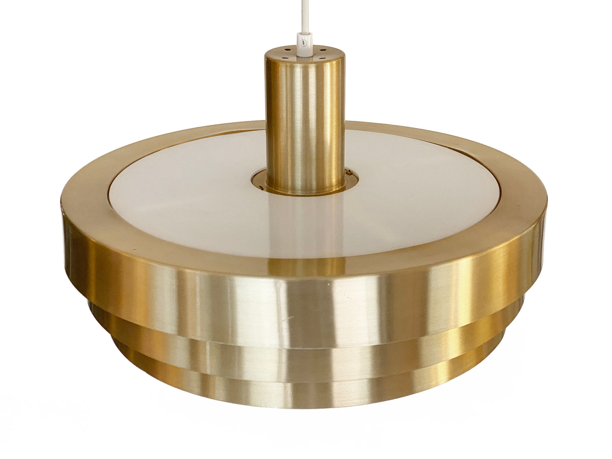 Aluminum and glass pendant light by Vitrika. Denmark 1970s