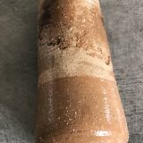 Vase vintage forme rouleau en grès émaillé beige/marron