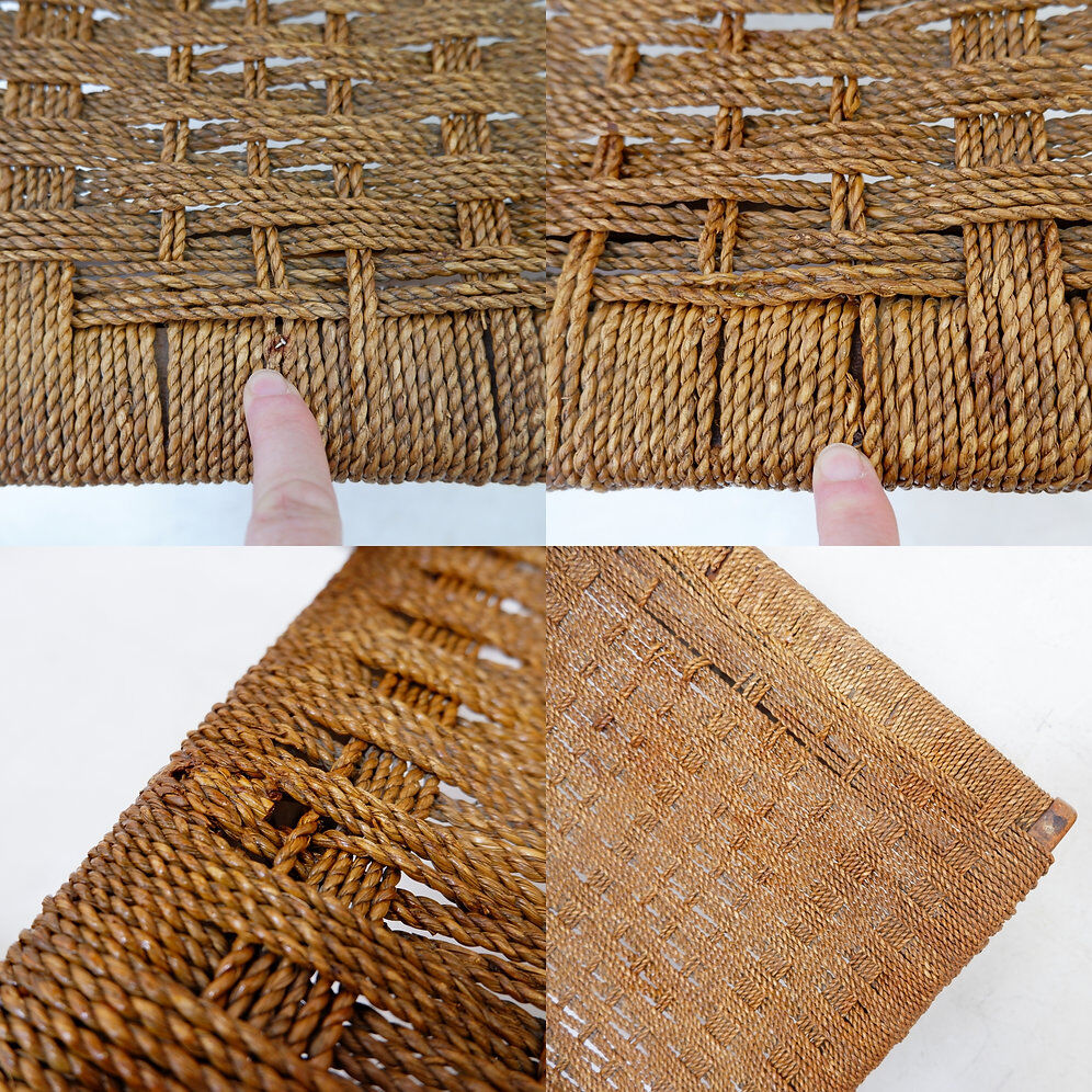 Pair of rope and wood armchairs - 1950s