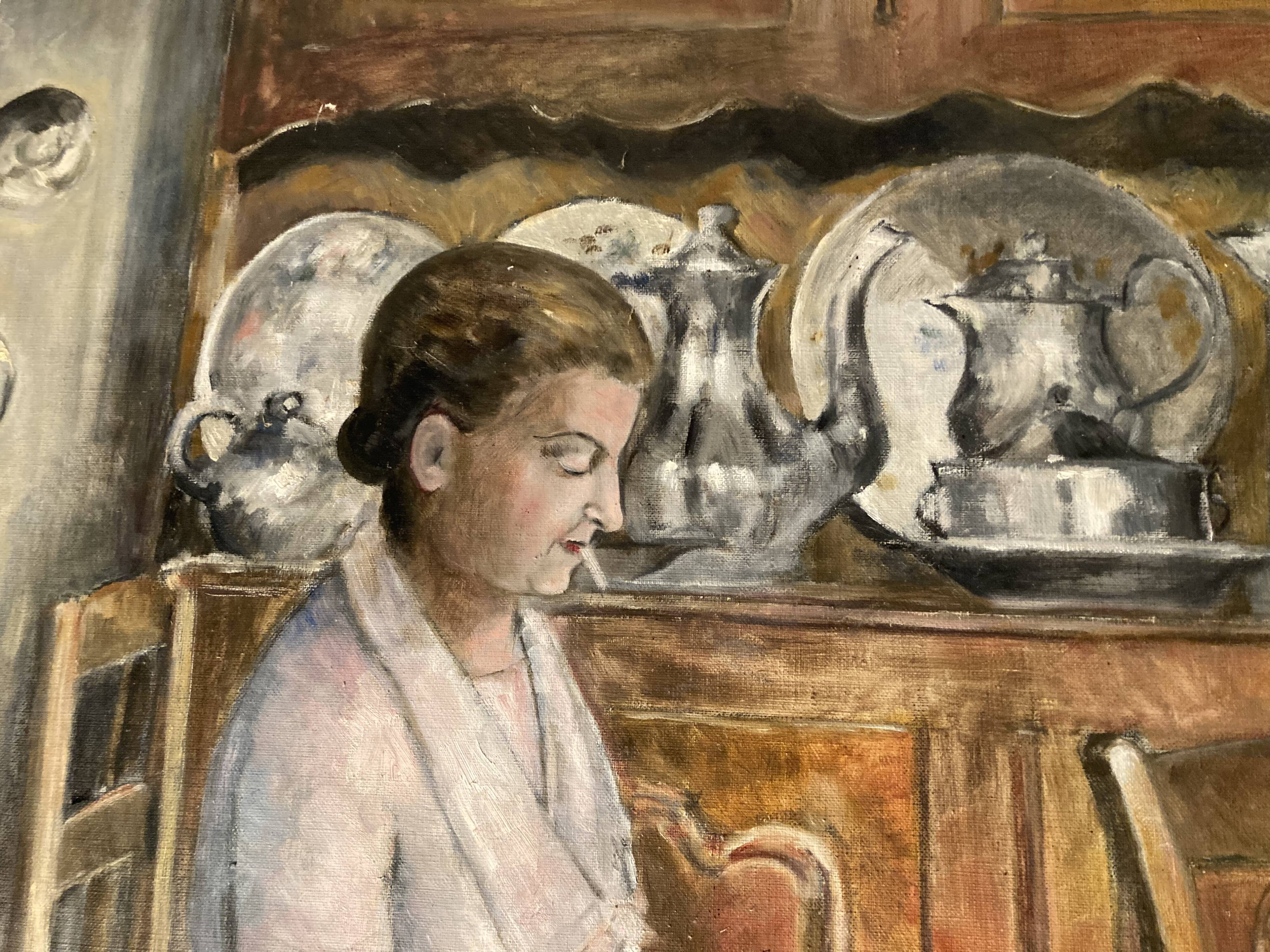 Oil on canvas scene of life