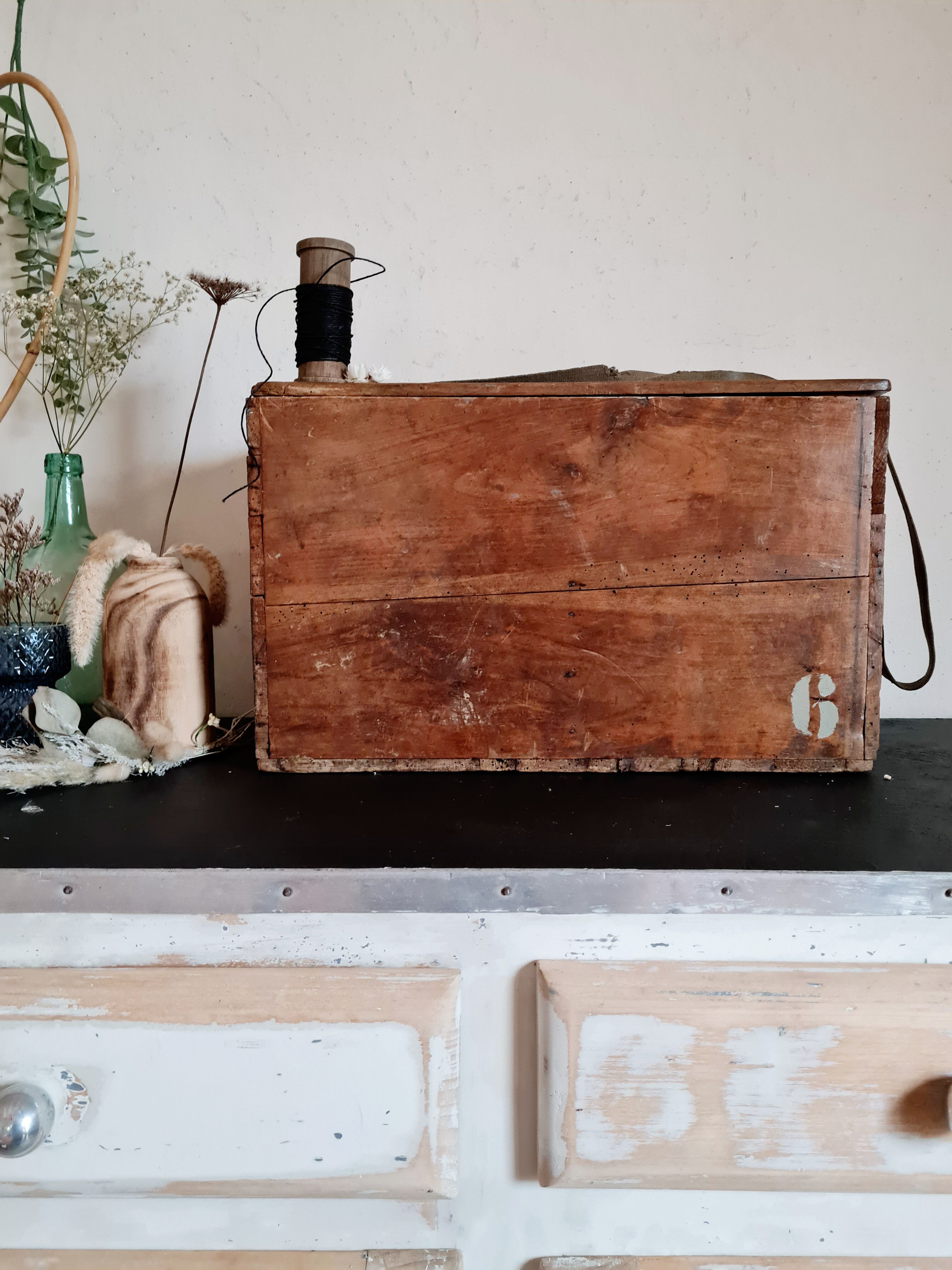 Compartmentalized old wooden chest