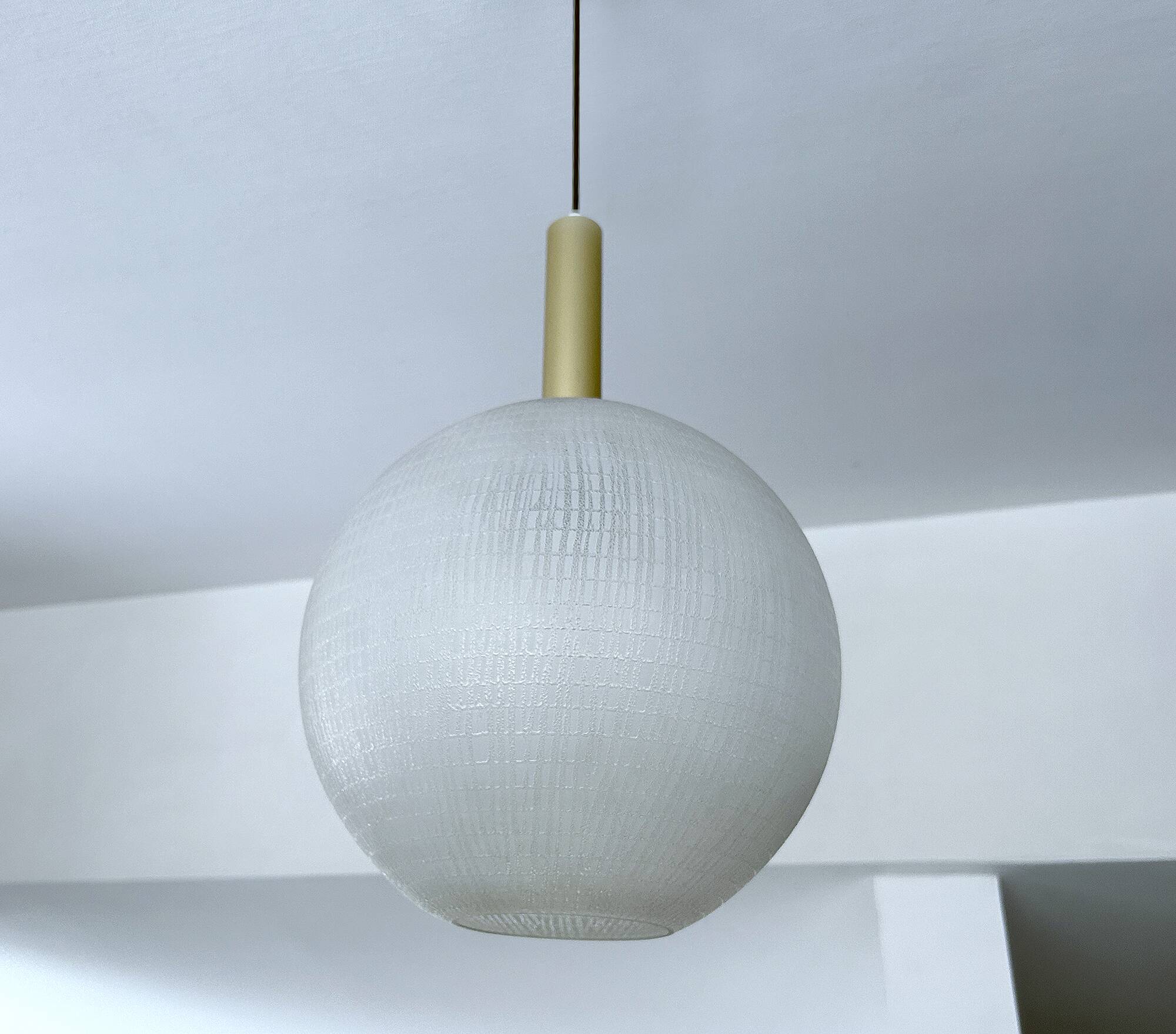 Large vintage glass ball pendant light, 60s