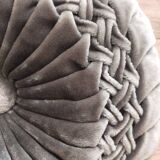 Vintage blue-grey velvet round cushion