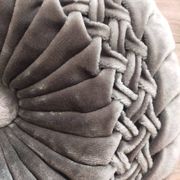 Vintage blue-grey velvet round cushion