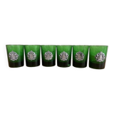 Ensemble de 6 verres à liqueur en vert  avec blason