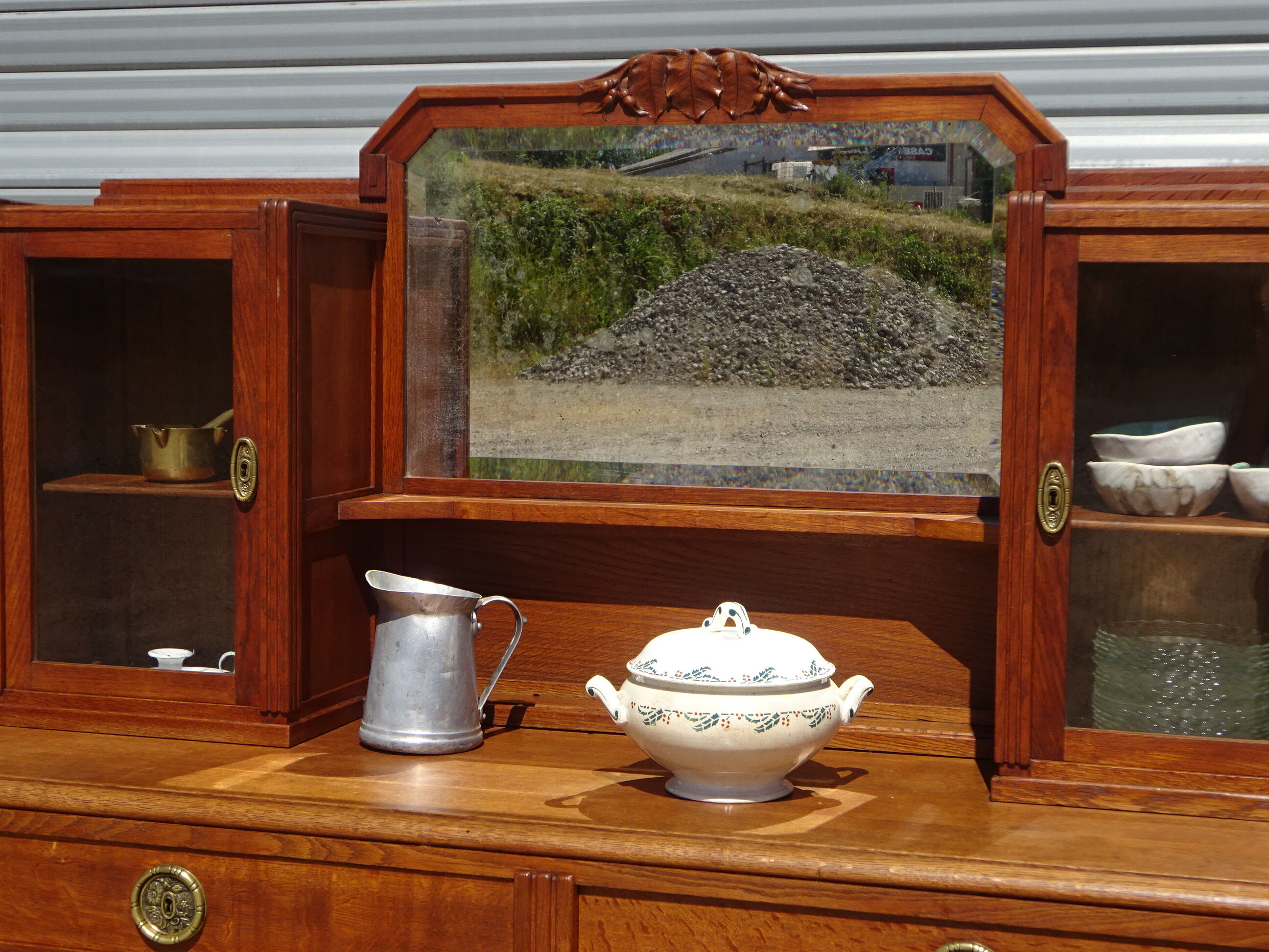 Buffet Art Déco avec guérites et miroir