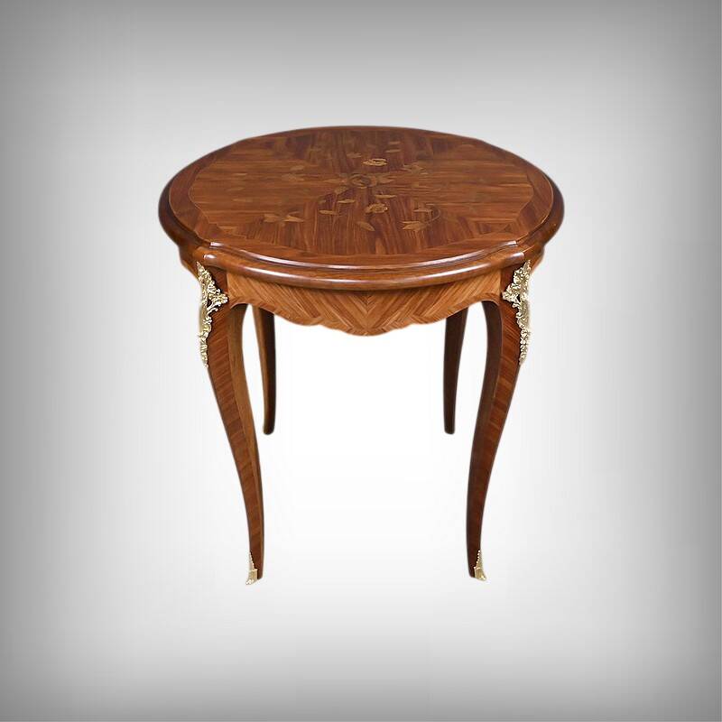 Rosewood marquetry coffee table, Louis XV style – Mid 20th century