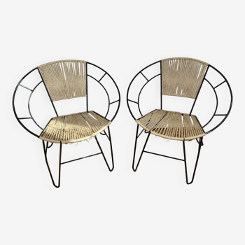 Set of two Acapulco style metal armchairs