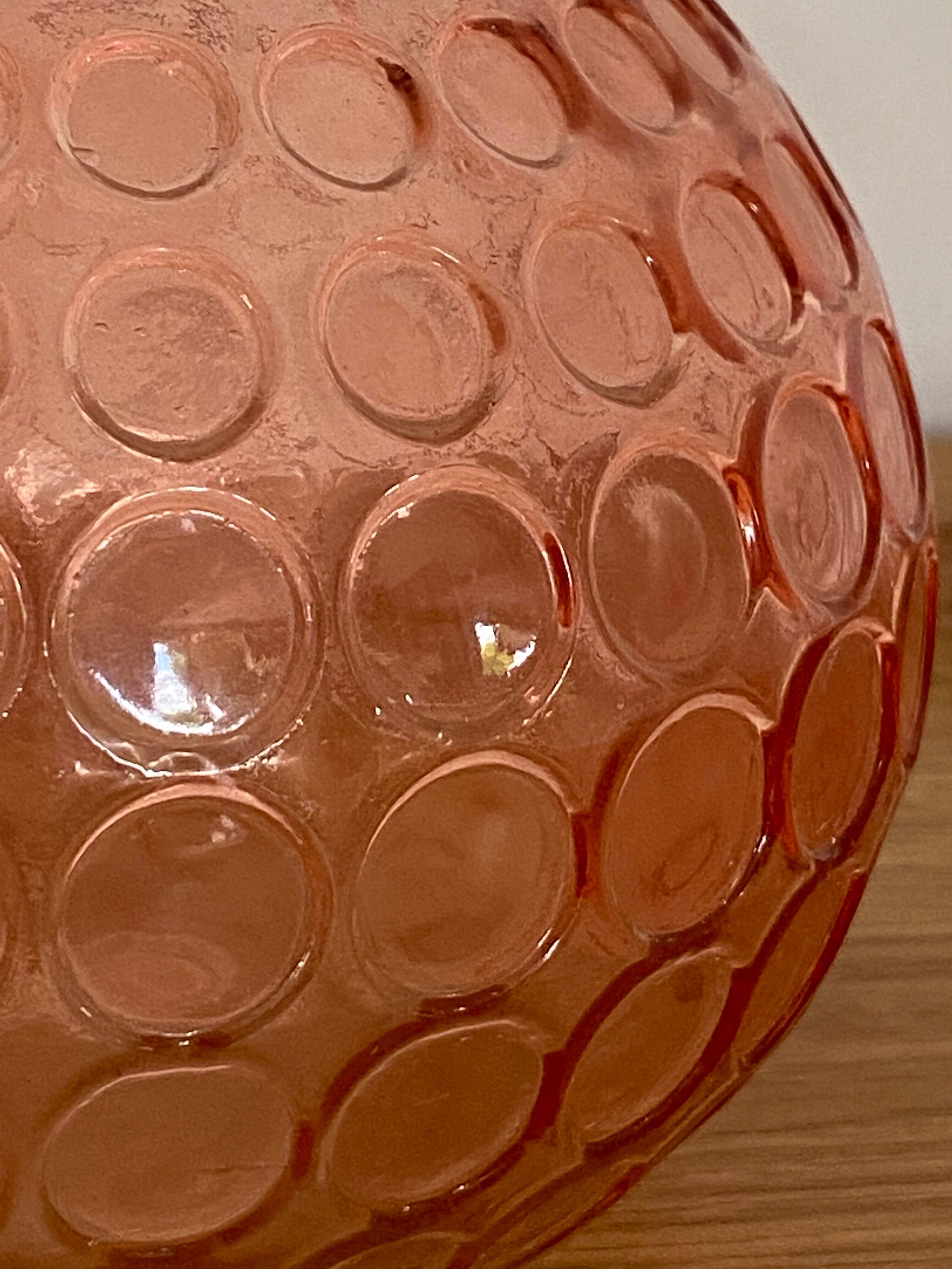 Pink round ball vase in glass